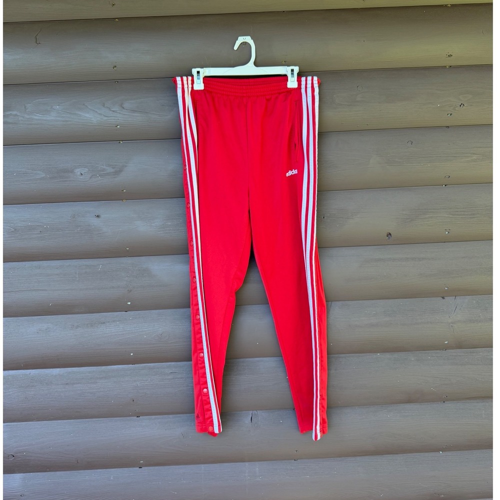 Adidas Breakaway Snap Track Pants Mens Medium Red Vintage 90s Y2K 3-Stripe